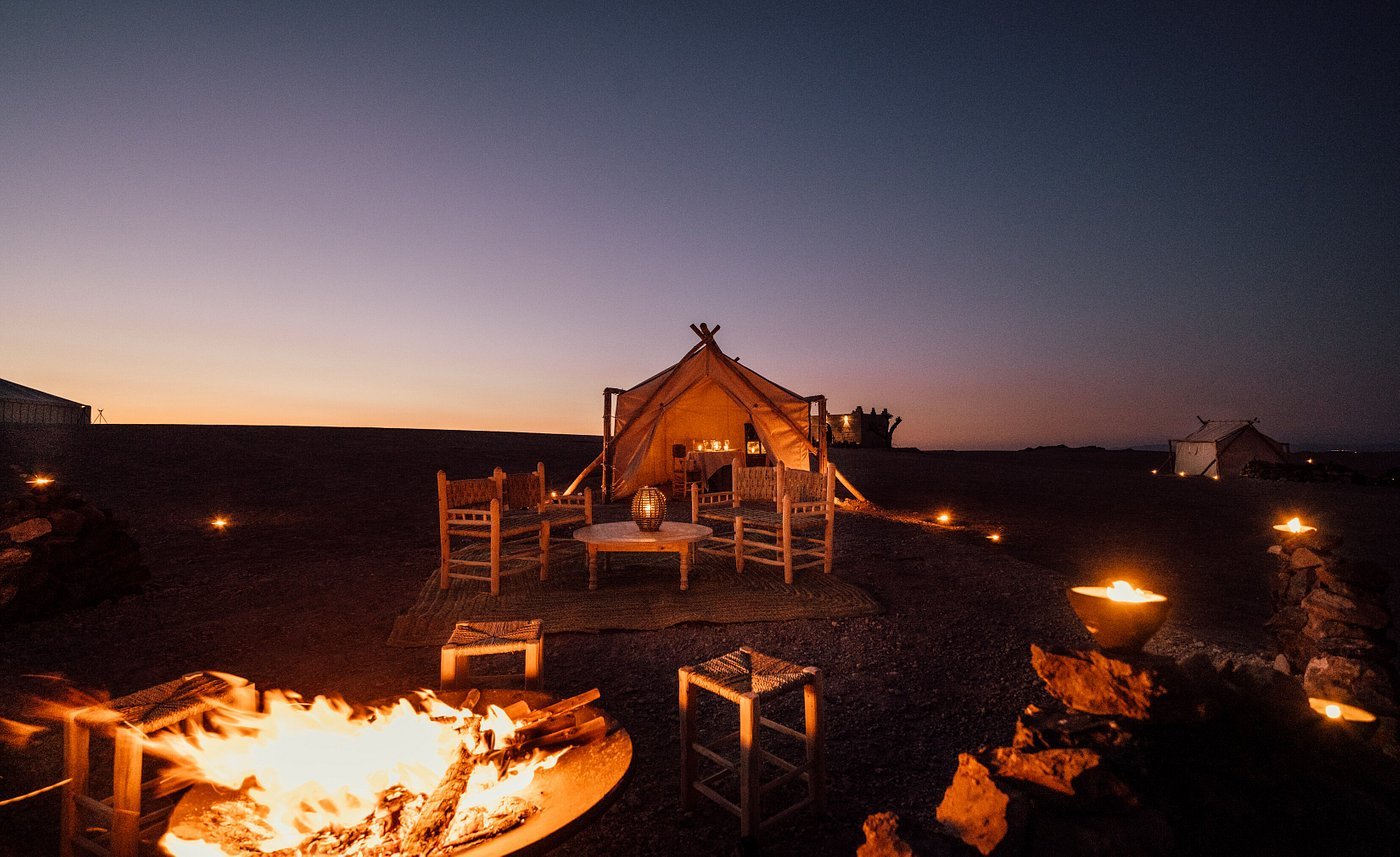 dîner et séance photo dans le désert d'Agafay